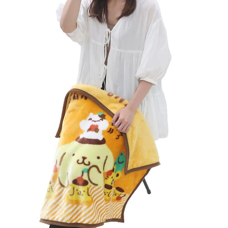 ポムポムプリン ひざ掛け毛布 マイヤーブランケット[品番