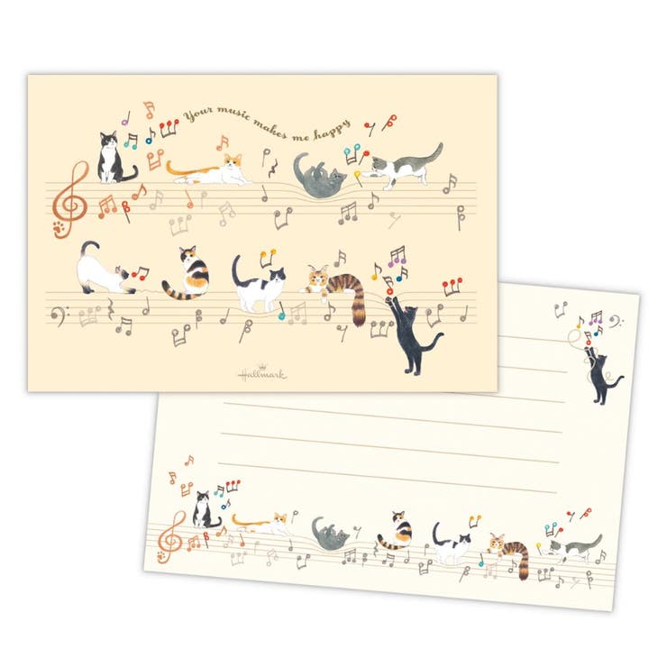 ポストカード ハガキ箋 音符で遊ぶ猫 | cinemacollection | 詳細画像1 