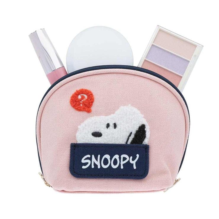 スヌーピー コスメポーチ サガラ刺繍ラウンドポーチ[品番：BREW0175689