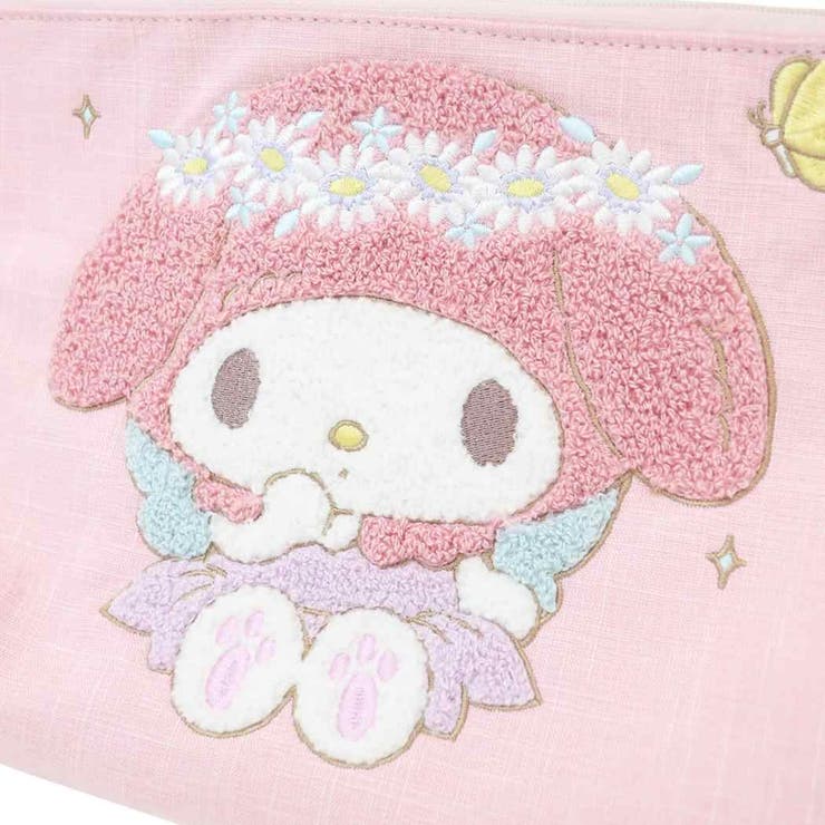 マイメロディ コスメポーチ サガラ刺繍フラットポーチ[品番