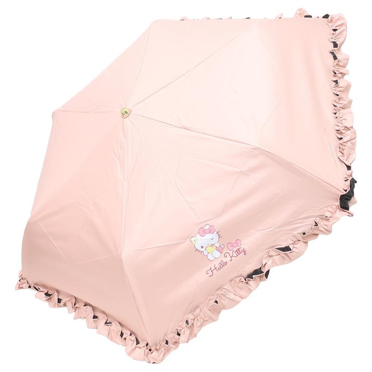 平成レトロ　サンリオ　ハローキティ　天使傘　フリル　ドット　ブラックピンク　レア 平成レトロ サンリオ ハローキティ 天使傘 フリル ドット ブラック