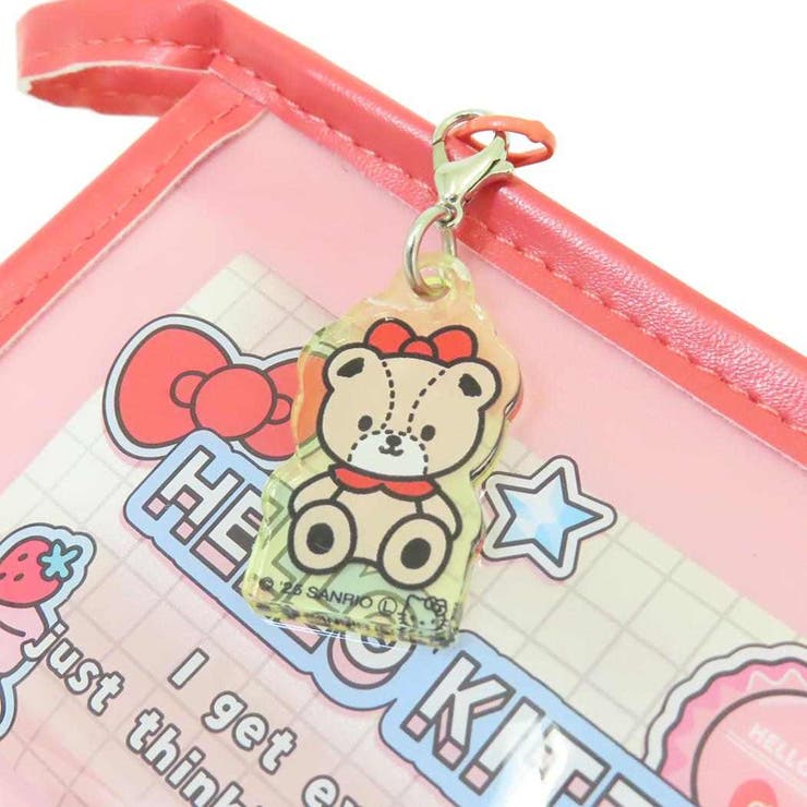 レア‼️キティ フルーツデザインペンケース ピンク りんごチャーム付き レア‼️キティ フルーツデザインペンケース ピンク りんごチャーム付き