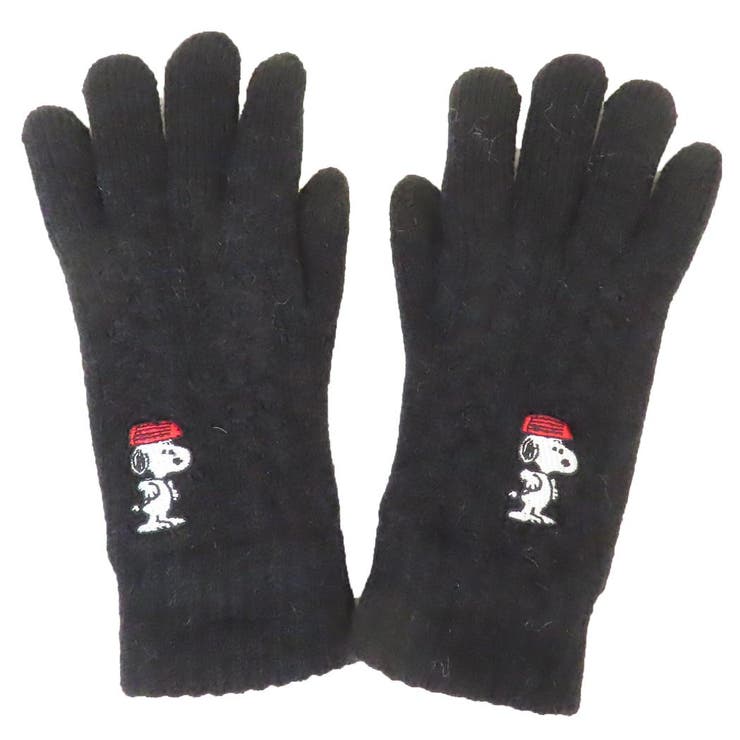 スヌーピー 手袋 ワンポイント刺繍スマホ対応ケーブル手袋[品番