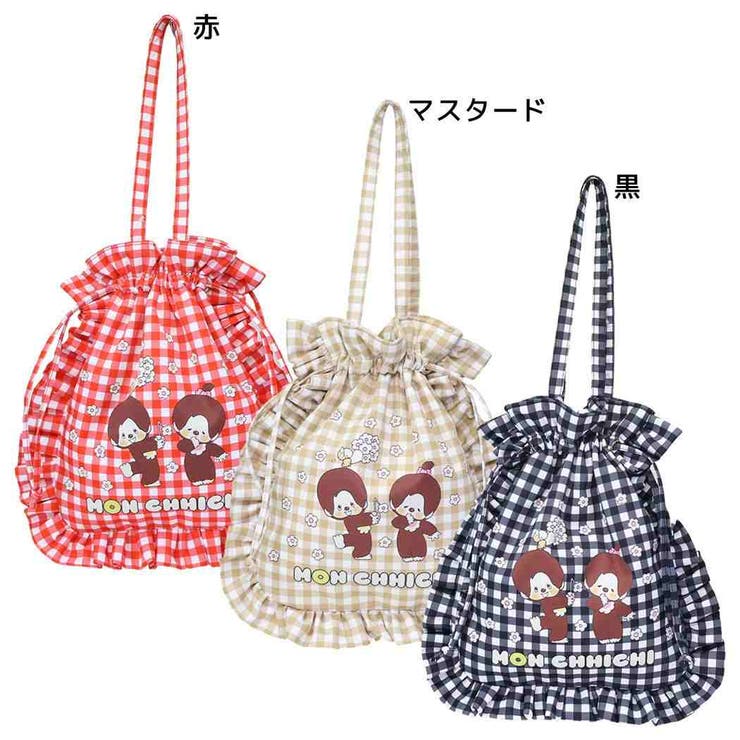 モンチッチ 巾着バッグ ギンガムチェックフリル巾着トートバッグ | cinemacollection | 詳細画像1 