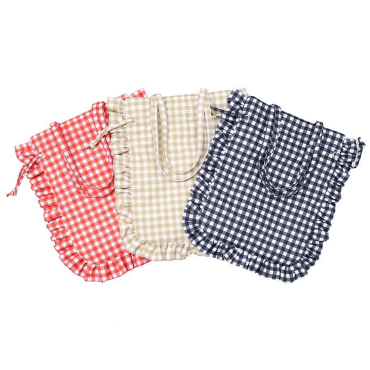 モンチッチ 巾着バッグ ギンガムチェックフリル巾着トートバッグ | cinemacollection | 詳細画像2 