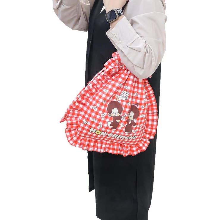 モンチッチ 巾着バッグ ギンガムチェックフリル巾着トートバッグ | cinemacollection | 詳細画像4 