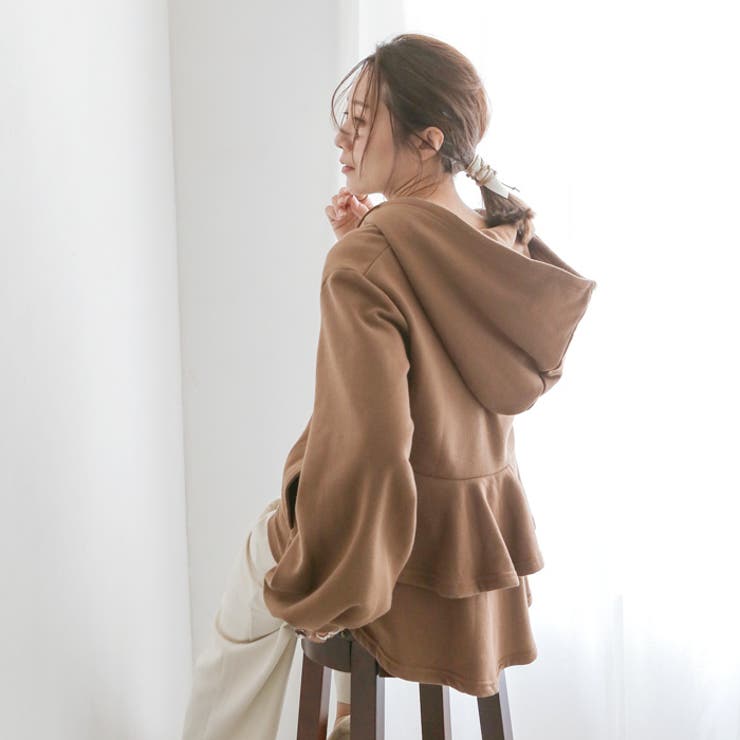 裏起毛バックフリルジップパーカー◇裏起毛 パーカー フリル[品番：CRCW0003852]｜CITRINE  Chakra（シトリンチャクラ）のレディースファッション通販｜SHOPLIST（ショップリスト）