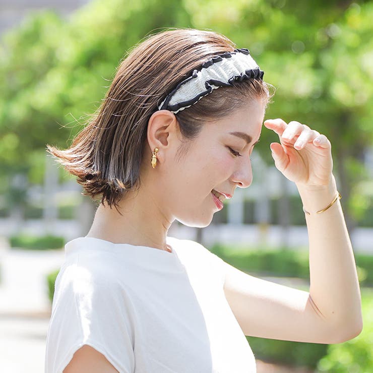 パイピングギャザーカチューシャ◇カチューシャ ヘアアレンジ ヘッド