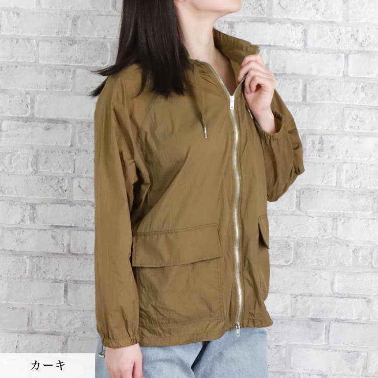 カーキ | スタンドカラージップブルゾン◆ブルゾン ライトアウター ジッパー | CITRINE Chakra
