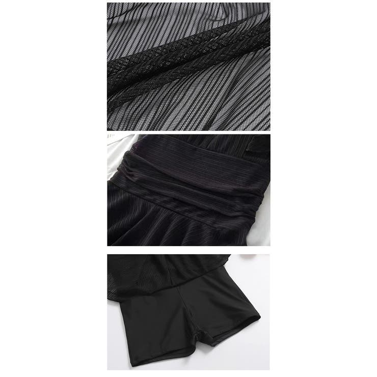 シックレースワンピース水着◇水着 体型カバー モノキニ[品番
