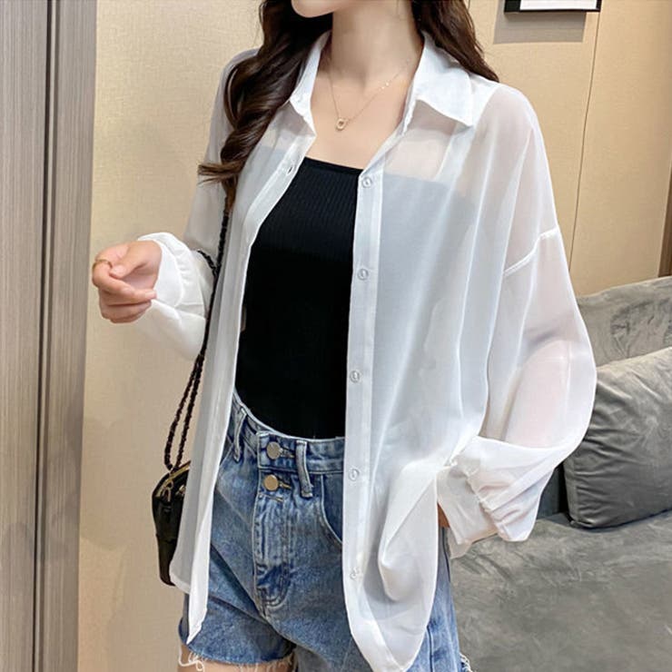 長袖シアーシャツ◆シャツ ブラウス 透け感 | CITRINE Chakra | 詳細画像5 