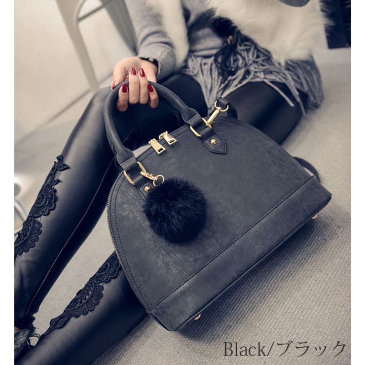 上品なファー付きの大人バッグ ブガッティ型バッグ 2way[品番 