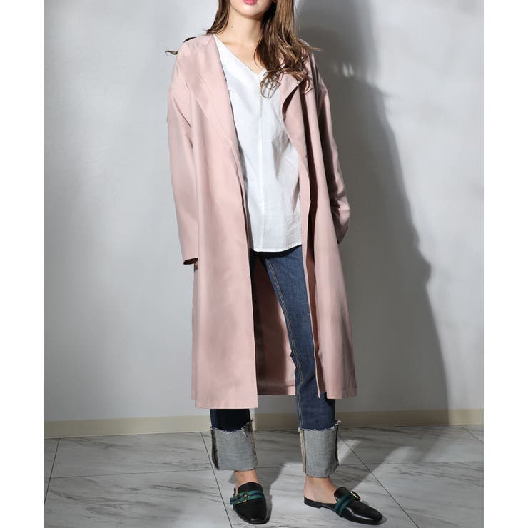 新品♡ノーカラー♡トレンチコート♡テロンチ♡トレンド♡オシャレ♡着回し♡映え♡春 ノーカラー テロンチコート さっと羽織るだけでおしゃれ上級者