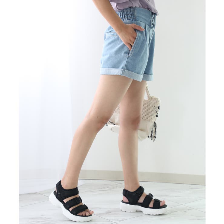 ショートパンツ デニムショートパンツ レースアップ[品番