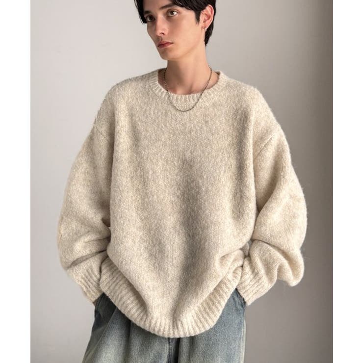 アイボリー | 「深みのある大人に。」クルーネックミックスカラー糸ニット Crew neck | Classical Elf Men