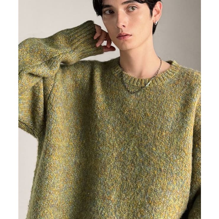 イエロー | 「深みのある大人に。」クルーネックミックスカラー糸ニット Crew neck | Classical Elf Men