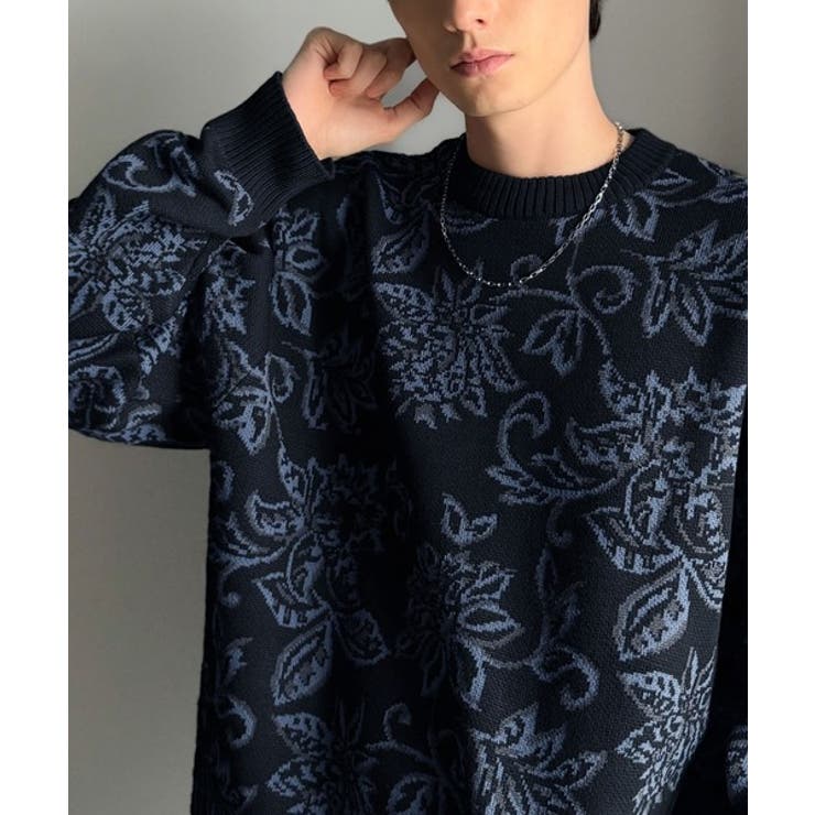 視線を奪う、ジャガード花柄ニット Jacquard Floral[品番：WZ000006605
