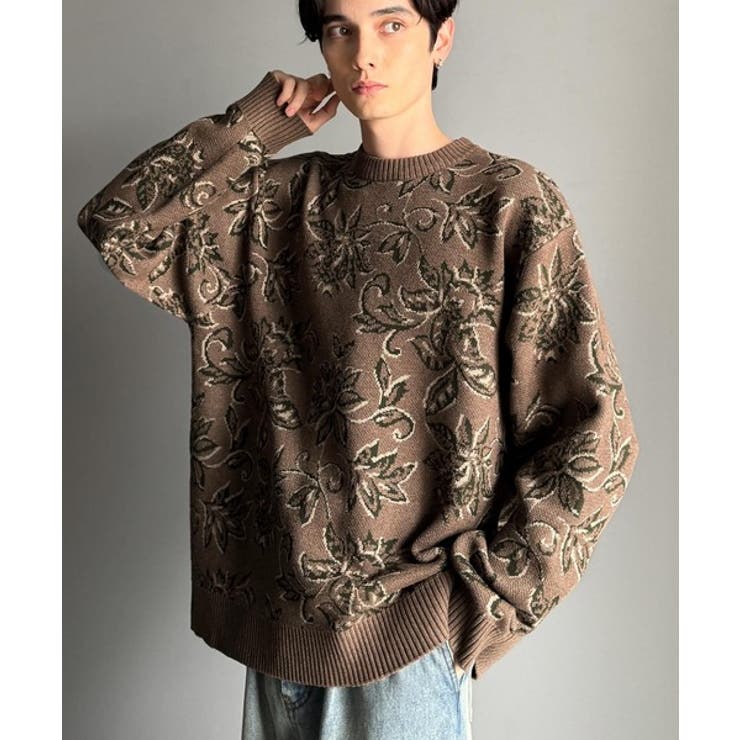 【classical origin】視線を奪う、ジャガード花柄ニット Jacqu… | Classical Elf Men | 詳細画像11 