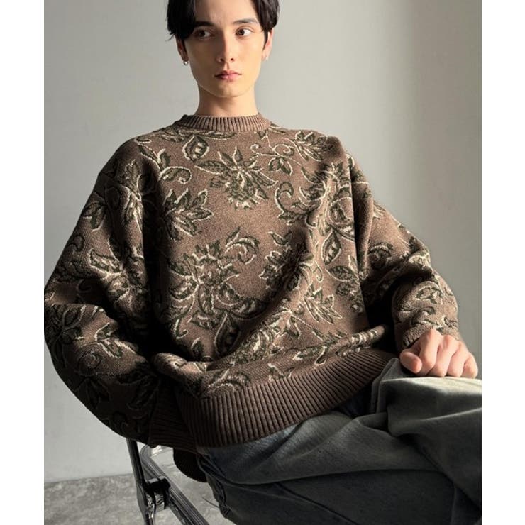 【classical origin】視線を奪う、ジャガード花柄ニット Jacqu… | Classical Elf Men | 詳細画像14 