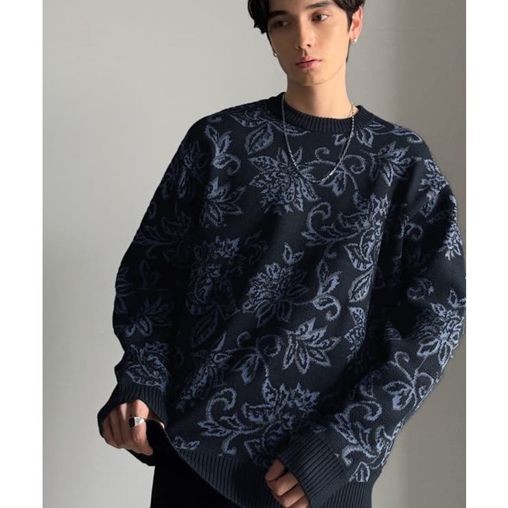 視線を奪う、ジャガード花柄ニット Jacquard Floral[品番：WZ000006605