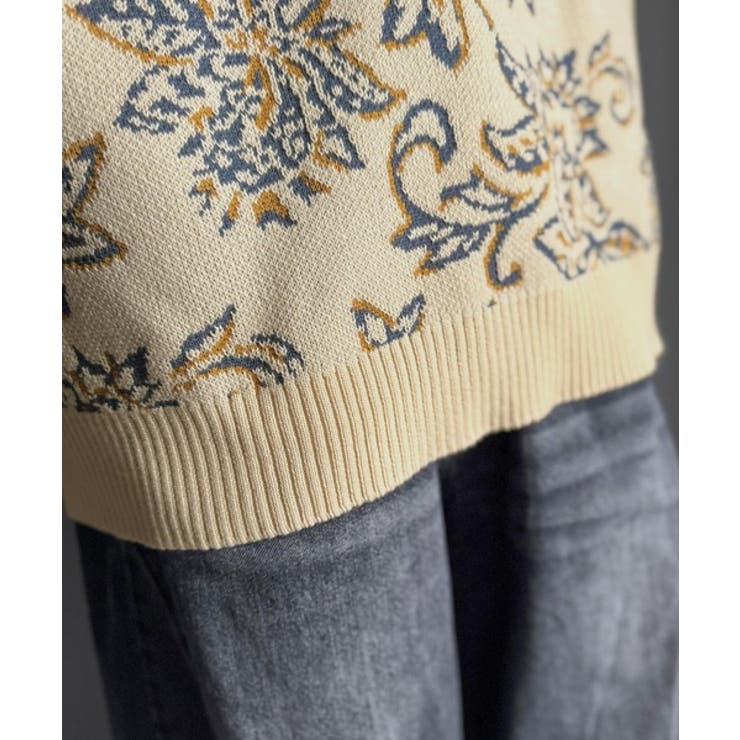 【classical origin】視線を奪う、ジャガード花柄ニット Jacqu… | Classical Elf Men | 詳細画像25 
