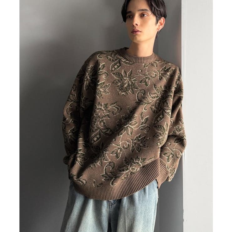 視線を奪う、ジャガード花柄ニット Jacquard Floral[品番：WZ000006605