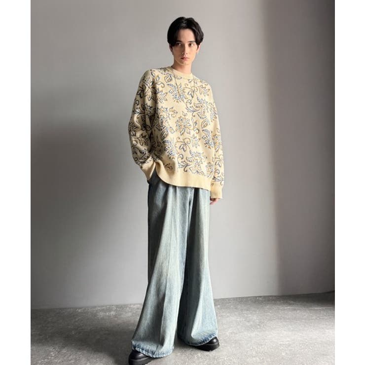【classical origin】視線を奪う、ジャガード花柄ニット Jacqu… | Classical Elf Men | 詳細画像3 