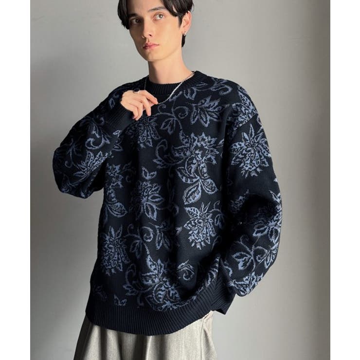 視線を奪う、ジャガード花柄ニット Jacquard Floral[品番：WZ000006605