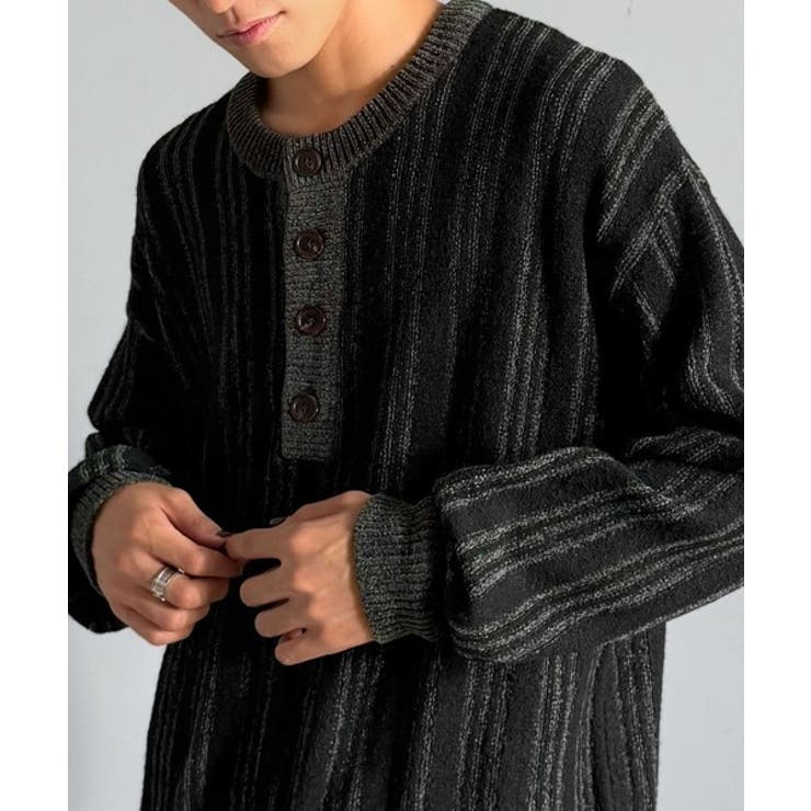 ヘンリーストライプニット Henley Striped | Classical Elf Men | 詳細画像1 