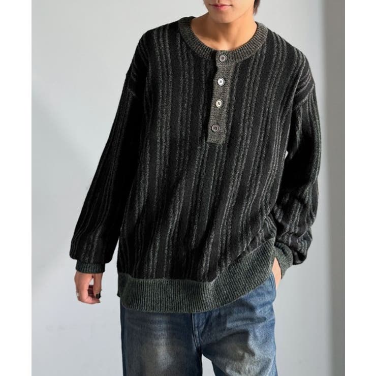 ヘンリーストライプニット Henley Striped | Classical Elf Men | 詳細画像2 