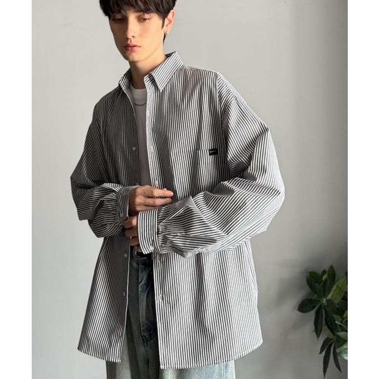 ゆとりを着る。ネーム付き胸ポケットビッグシャツ Brand name