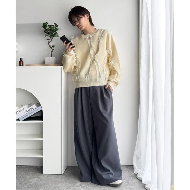 「着るだけで、印象派」。フリンジデザイン配色オーバーサイズニット Fringe | Classical Elf Men | 詳細画像7 