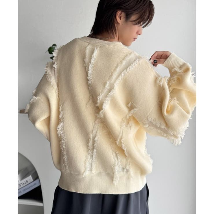 「着るだけで、印象派」。フリンジデザイン配色オーバーサイズニット Fringe | Classical Elf Men | 詳細画像8 