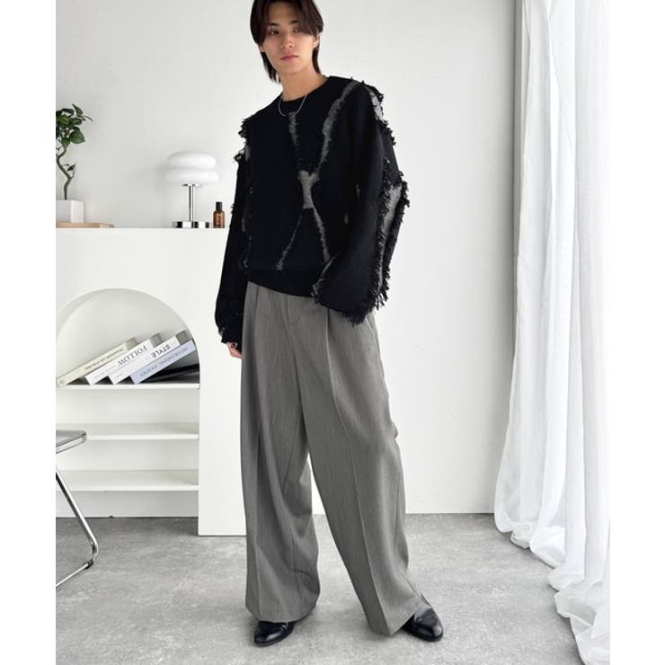 「着るだけで、印象派」。フリンジデザイン配色オーバーサイズニット Fringe | Classical Elf Men | 詳細画像10 