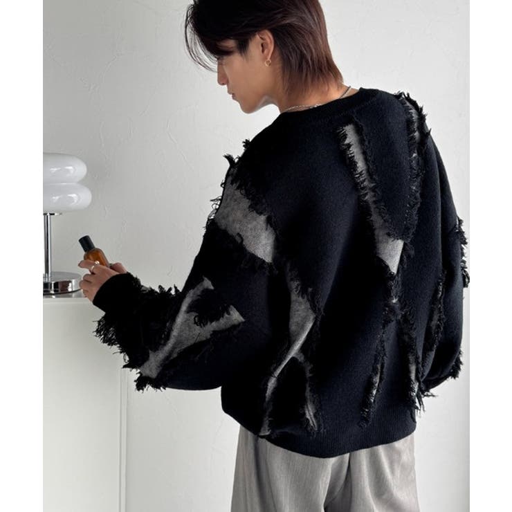 「着るだけで、印象派」。フリンジデザイン配色オーバーサイズニット Fringe | Classical Elf Men | 詳細画像12 