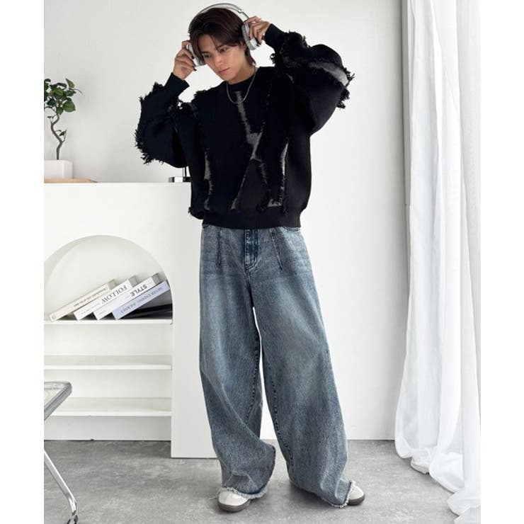 「着るだけで、印象派」。フリンジデザイン配色オーバーサイズニット Fringe | Classical Elf Men | 詳細画像14 