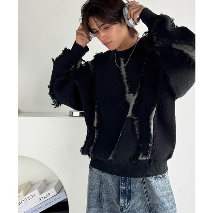 「着るだけで、印象派」。フリンジデザイン配色オーバーサイズニット Fringe | Classical Elf Men | 詳細画像15 