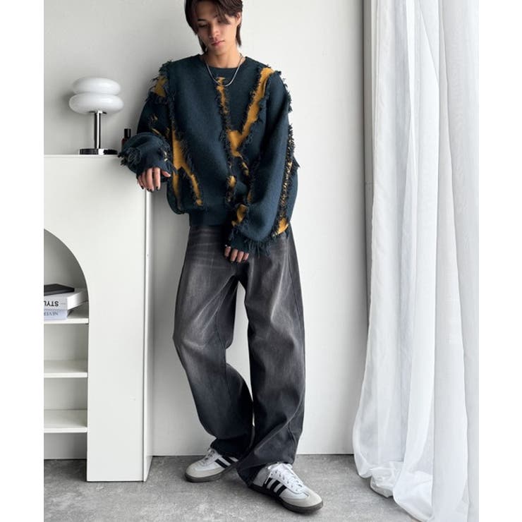 「着るだけで、印象派」。フリンジデザイン配色オーバーサイズニット Fringe | Classical Elf Men | 詳細画像18 