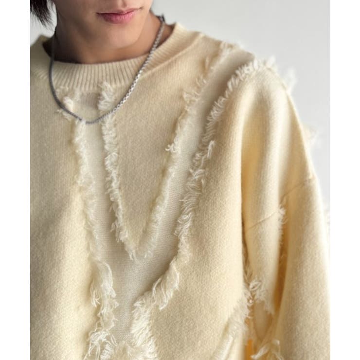 「着るだけで、印象派」。フリンジデザイン配色オーバーサイズニット Fringe | Classical Elf Men | 詳細画像1 