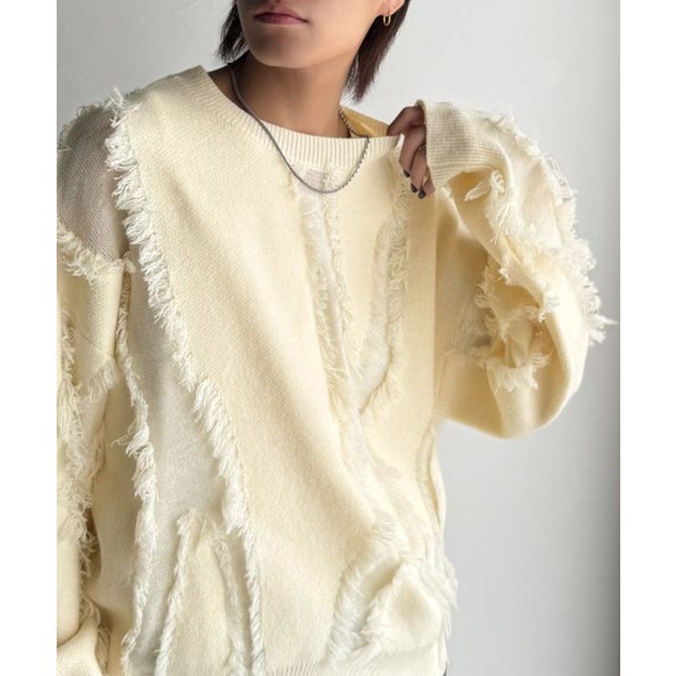 「着るだけで、印象派」。フリンジデザイン配色オーバーサイズニット Fringe | Classical Elf Men | 詳細画像2 