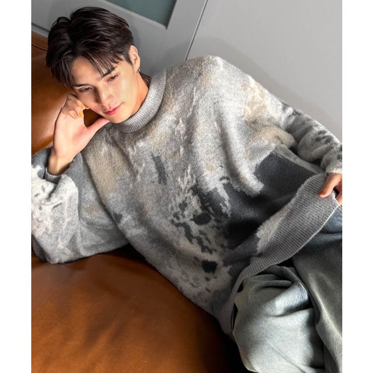 ニュアンス柄Wジャガードシャギーニット Nuanced Pattern | Classical Elf Men | 詳細画像7 