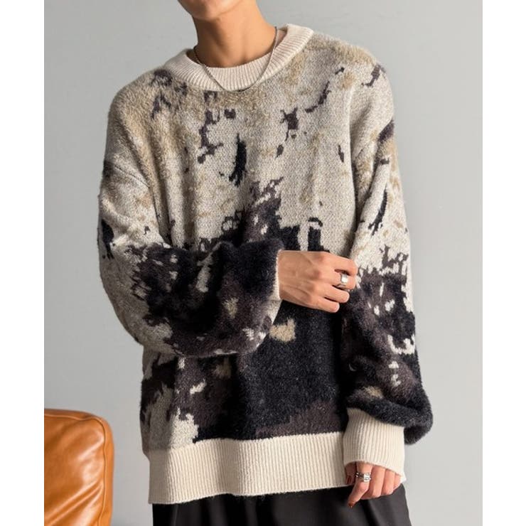 ニュアンス柄Wジャガードシャギーニット Nuanced Pattern | Classical Elf Men | 詳細画像10 