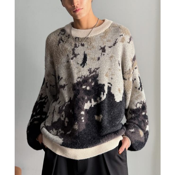 ニュアンス柄Wジャガードシャギーニット Nuanced Pattern | Classical Elf Men | 詳細画像12 