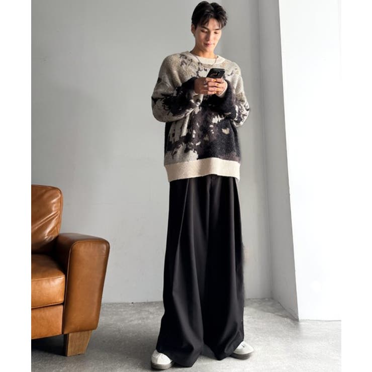 ニュアンス柄Wジャガードシャギーニット Nuanced Pattern | Classical Elf Men | 詳細画像15 