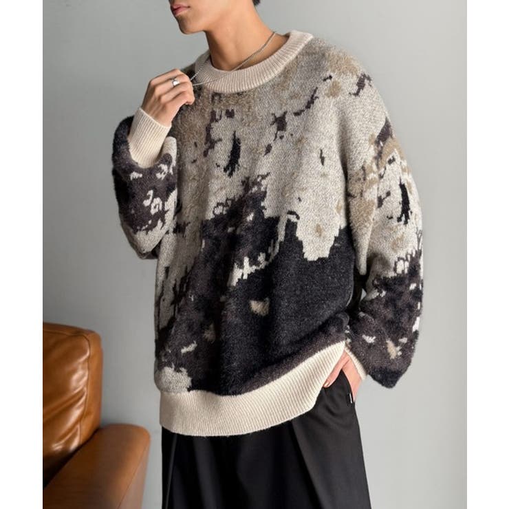 ニュアンス柄Wジャガードシャギーニット Nuanced Pattern | Classical Elf Men | 詳細画像16 