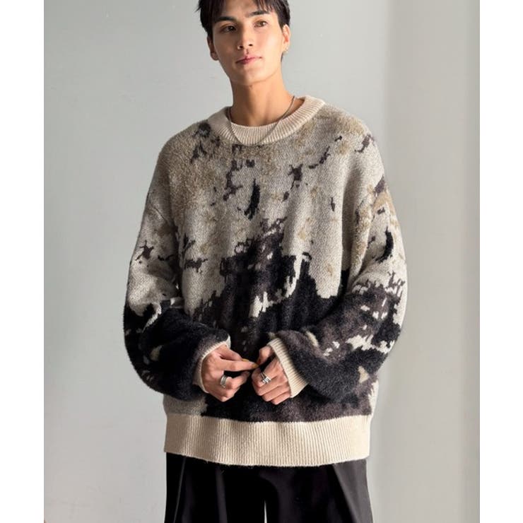 ニュアンス柄Wジャガードシャギーニット Nuanced Pattern | Classical Elf Men | 詳細画像18 