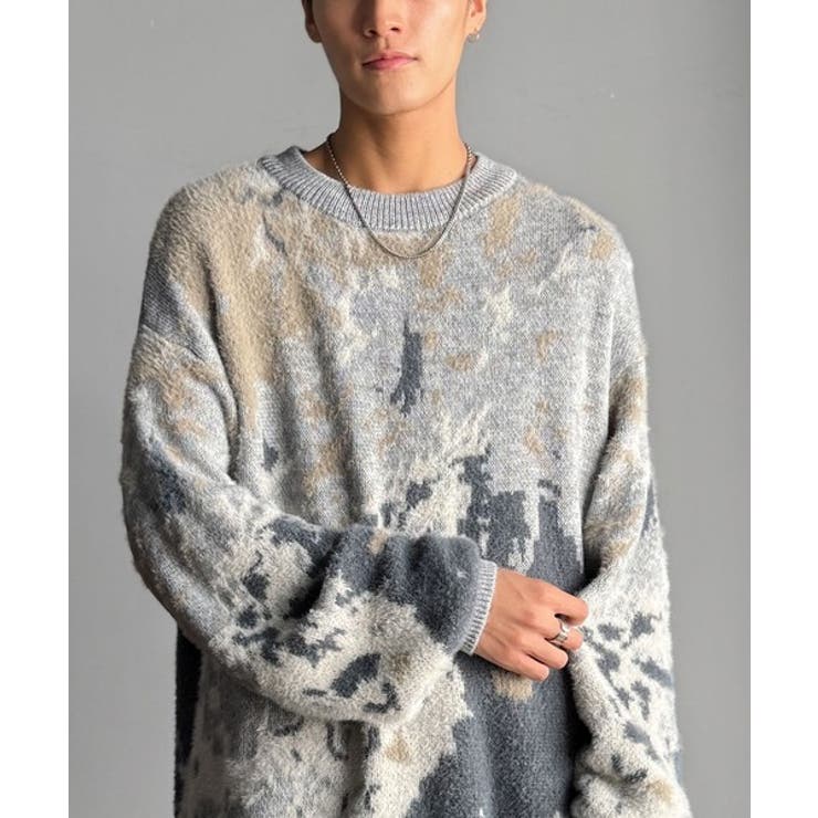 ニュアンス柄Wジャガードシャギーニット Nuanced Pattern | Classical Elf Men | 詳細画像3 