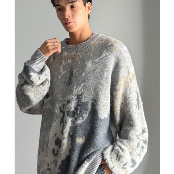 ニュアンス柄Wジャガードシャギーニット Nuanced Pattern | Classical Elf Men | 詳細画像4 