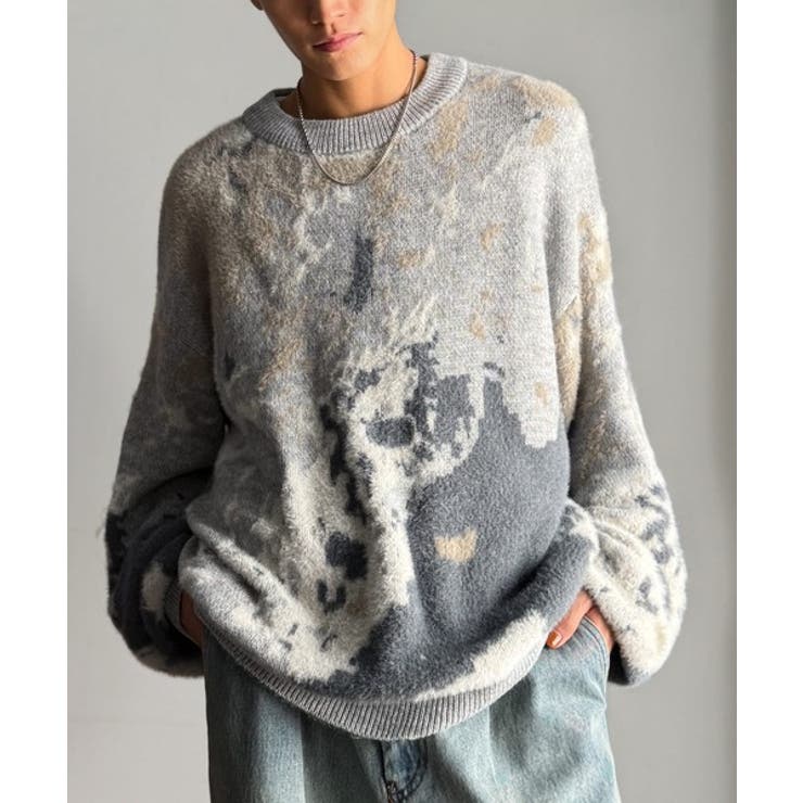 ニュアンス柄Wジャガードシャギーニット Nuanced Pattern | Classical Elf Men | 詳細画像6 