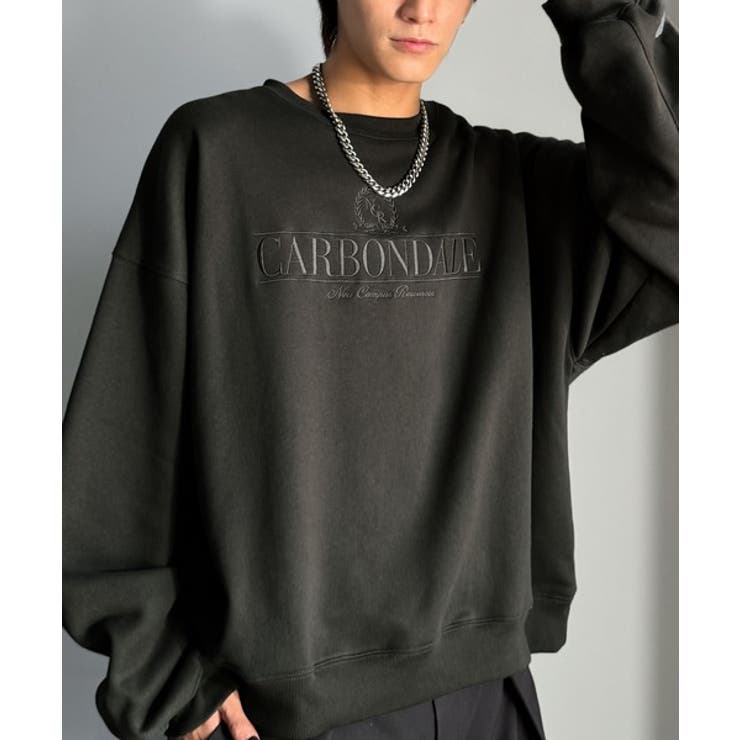 チャコール | 刺繍カレッジロゴ裏起毛スウェット Embroidered College | Classical Elf Men